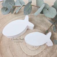 Set Fische 2-tlg. Beton weiß - bauchig