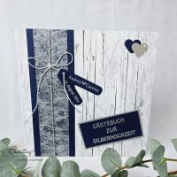 Gästebuch Shabby in DUNKELBLAU zur Silberhochzeit