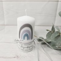 Gedenkkerze - Trauerkerze - Erinnerungskerze - Regenbogen mit Spruch