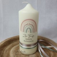 Geschenkkerze zur Taufe mit Regenbogen