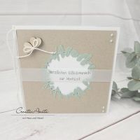 Glückwunschkarte zur Hochzeit - Kraftpapier - Herzen - Eukalypthus