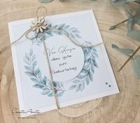 Glückwunschkarte -Blätterkranz aquarell- Geburtstagskarte Naturfarben