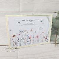 Glückwunschkarte -Blumenwiese- Geburtstagskarte creme-natur