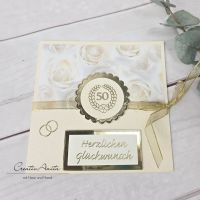 Glückwunschkarte zur Goldenen Hochzeit gold-creme