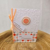 Glückwunschkarte Apricot-Silber zur Kommunion