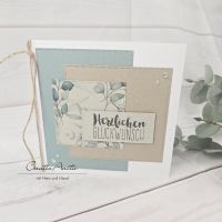 Glückwunschkarte zur Hochzeit, Geburtstag - naturfarben - Eukalypthus