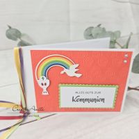 Glückwunschkarte zur Kommunion mit Regenbogen -BUNT-