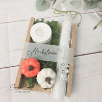Kerzengeschenk - Herbst mit Kürbisse und Moos -Hallo Herbst-
