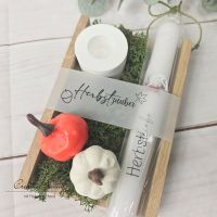 Kerzengeschenk - Herbst mit Kürbisse und Moos -Herbstliebe-
