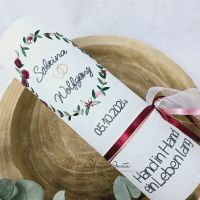 Hochzeitskerze Rustik weiß - Blätterkranz - mit zarten Blümchen - mit/ohne Teelichteinsatz