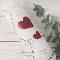 Hochzeitskerze Rustik weiß - mit Herzen & Kreuz - Bordeaux