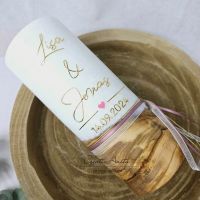 Hochzeitskerze mit echtem Holz und Teelichteinsatz, Gold