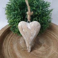Hängedeko Herz aus Mangoholz mit Juteband klein