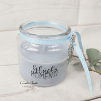 Kerze im Glas -Glücksmomente- Hellblau