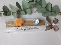 Geschenk zu Weihnachten - Stabkerze mit Kerzenhalter und Seifenstern ORANGE