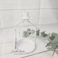 Haus Kerzenständer mit Herz in weiß