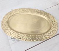 Kerzenteller - Kerzenhalter Gold - Baumdesign - oval