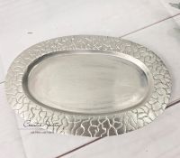 Kerzenteller - Kerzenhalter Silber - Baumdesign - oval