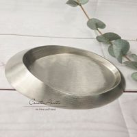 Kerzenhalter oval - silberoptik matt