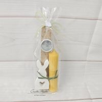 Geschenk zu Ostern - Stabkerze mit Kerzenhalter und Hase aus Beton