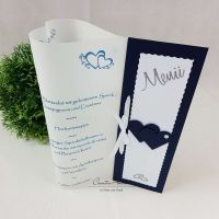 Menükarte in HERZFORM! Traumlicht in Dunkelblau-Marine-Weiß