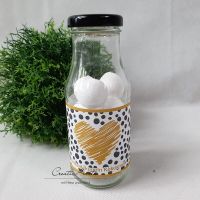 Minibadekugeln "Kokos" in der Flasche - Herz gestrichelt Gold