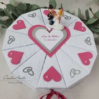 Schachteltorte mit Eheringen - Geldgeschenk - Hochzeitsgeschenk - PINK