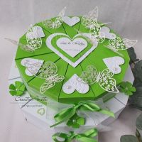 Hochzeitstorte - Geldgeschenk - Schmetterlingen 2-stöckig WEISS-MAIGRÜN