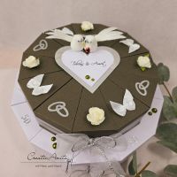 Schachteltorte 2-stöckig zum Jubiläum - Hochzeit - Geldgeschenk OLIVE-WEISS