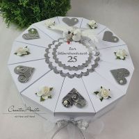 Schachteltorte mit Taubenpaar zur Silberhochzeit - Geldgeschenk