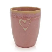 Stoneware Becher -Herz- altrosa