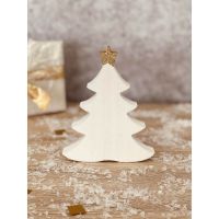 Tannenbaum aus Holz in weiß mit Stern - Glitter