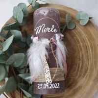 Taufkerze Rustikkerze -Boho-Stil- Mädchen romantisch