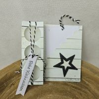Teelichtkarte handmade shabby in creme-schwarz