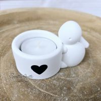 Ostergeschenk Teelichthalter -Osterhase- dekoriert mit Herzerl