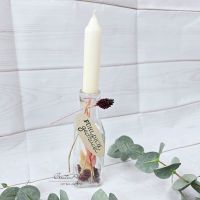 Kerzenständer - Glasflasche befüllt mit Trockenblumen