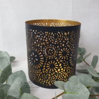 Windlicht aus Metall Schwarz, gold III