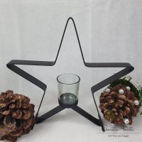 Windlicht "Stern" schwarz - Teelichthalter